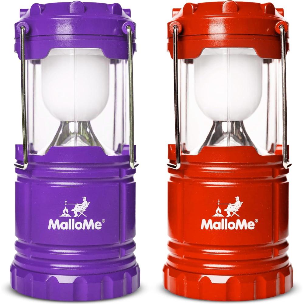 imageMalloMe Camping Lantern Multicolor 4 Pack Lanterns for Power Outages Camping Lights for Tent Hanging Camp Light Tent Lamp Emergency Battery Powered LED Lantern Rechargeable Batteries Not IncludedPortable