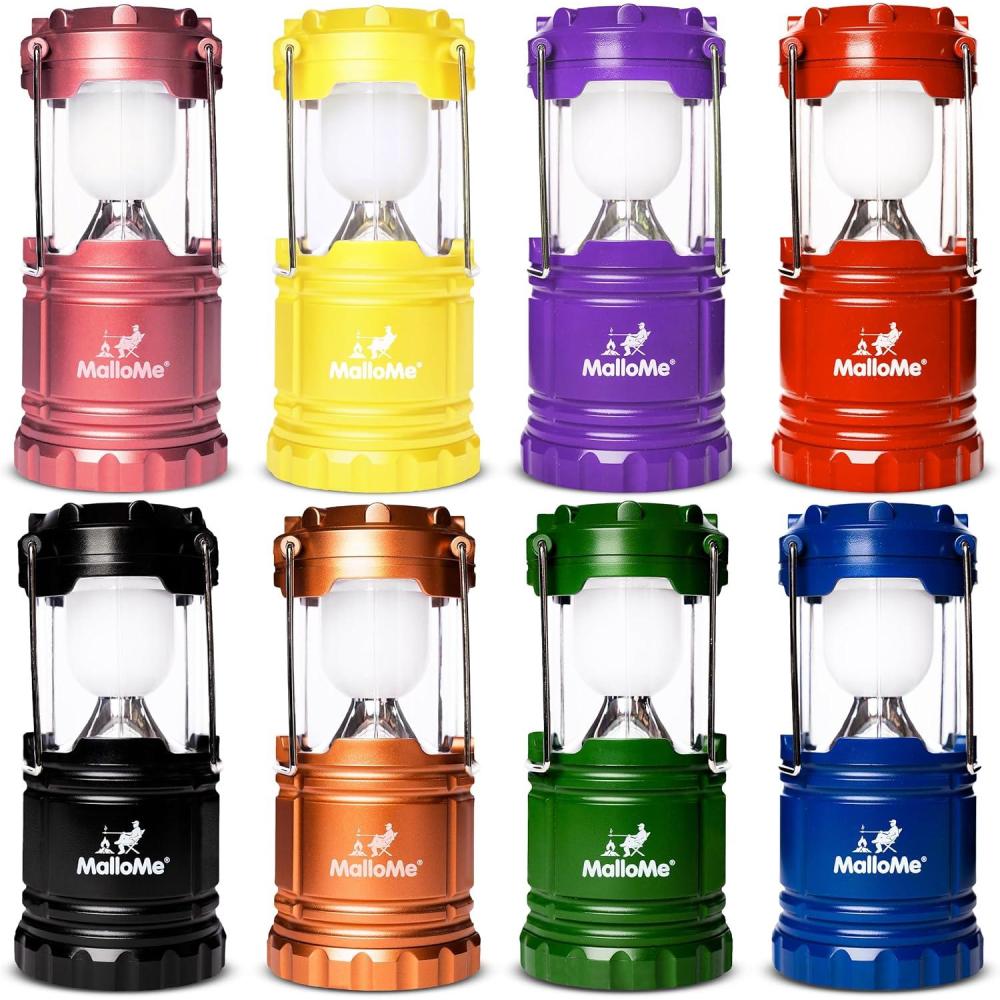 imageMalloMe Camping Lantern Multicolor 4 Pack Lanterns for Power Outages Camping Lights for Tent Hanging Camp Light Tent Lamp Emergency Battery Powered LED Lantern Rechargeable Batteries Not Included8 Colors
