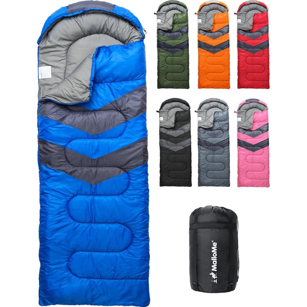imageMalloMe Sleeping Bags for Adults Cold Weather ampamp Warm  Backpacking Camping Sleeping Bag for Kids 1012 Girls Boys  Lightweight Compact Camping Essentials Gear Accessories Hiking Sleep Must Haves5080F Everyday 3 Season  Blue