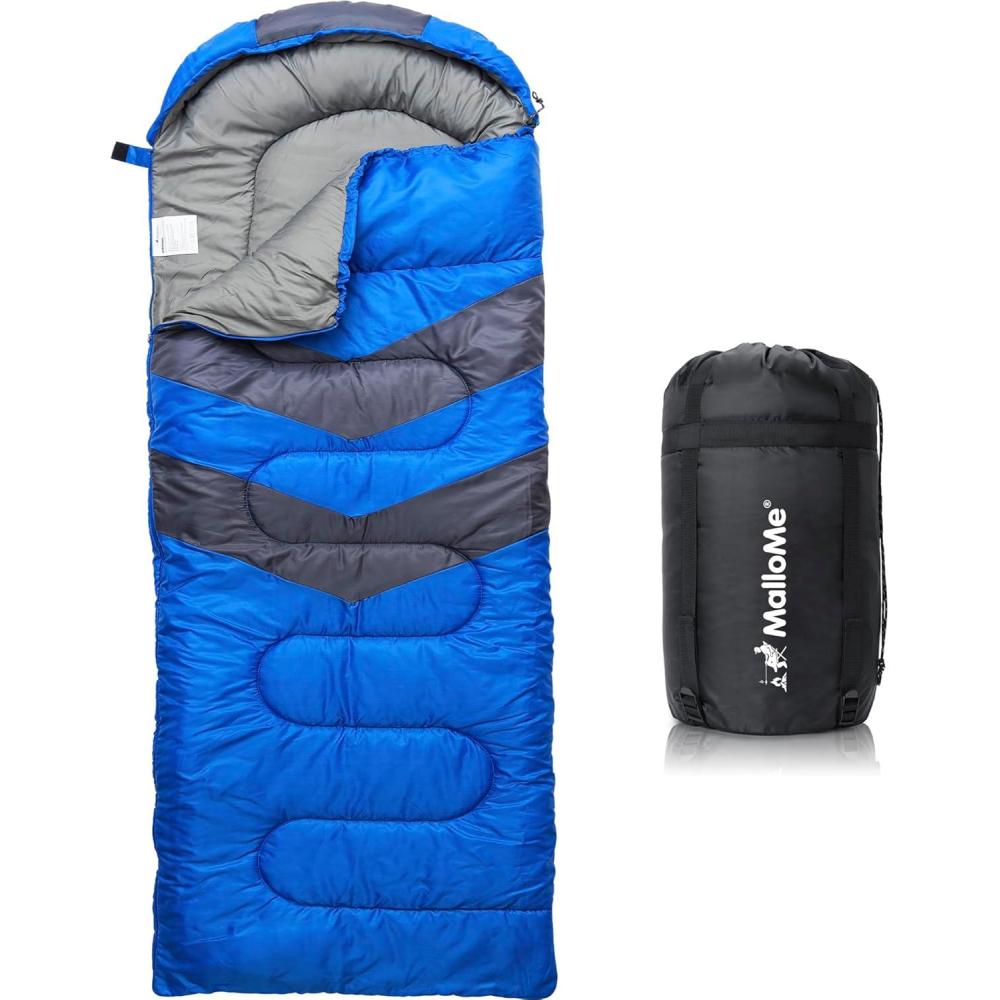 imageMalloMe Sleeping Bags for Adults Cold Weather ampamp Warm  Backpacking Camping Sleeping Bag for Kids 1012 Girls Boys  Lightweight Compact Camping Essentials Gear Accessories Hiking Sleep Must Haves045F XL Winter  Blue