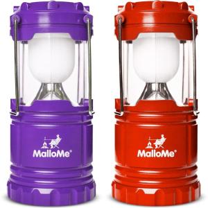 MalloMe Camping Lantern Multicolor 4 Pack Lanterns for Power Outages, Camping Lights for Tent Hanging, Camp Light Tent Lamp Emergency Battery Powered LED Lantern (Rechargeable Batteries Not Included)(Portable)