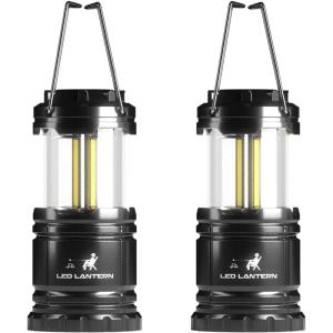 MalloMe LED Camping Lantern Flashlights 2 Pack & 4 Pack – Super Bright – 350 Lumen Portable Outdoor Lights (Black, Collapsible)(2 Pack)