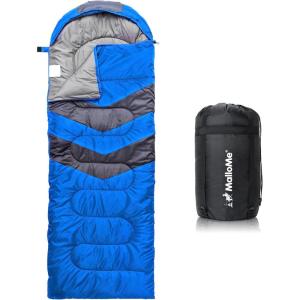 MalloMe Sleeping Bags for Adults Cold Weather & Warm – Backpacking Camping Sleeping Bag for Kids 10-12, Girls, Boys – Lightweight Compact Camping Essentials Gear Accessories Hiking Sleep Must Haves(60-90°F Warm Weather – Blue)