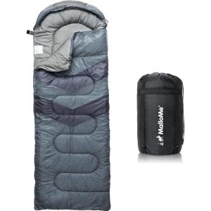 MalloMe Sleeping Bags for Adults Cold Weather & Warm – Backpacking Camping Sleeping Bag for Kids 10-12, Girls, Boys – Lightweight Compact Camping Essentials Gear Accessories Hiking Sleep Must Haves(50-80°F Everyday 3 Season – Gray)