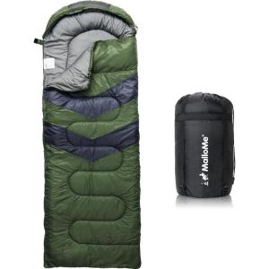 MalloMe Sleeping Bags for Adults Cold Weather & Warm – Backpacking Camping Sleeping Bag for Kids 10-12, Girls, Boys – Lightweight Compact Camping Essentials Gear Accessories Hiking Sleep Must Haves(32-65°F Plush Comfort – Green)