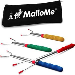 MalloMe Smores Sticks for Fire Pit Extra Long – Marshmallow Roasting Sticks Smores Kit -Smore Skewers Hot Dog Fork Campfire Cooking Equipment, Camping Essentials, Outdoor Campfire Accessories 45″8Pack(Set of 4)