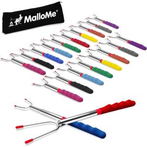 MalloMe Smores Sticks for Fire Pit Extra Long – Marshmallow Roasting Sticks Smores Kit -Smore Skewers Hot Dog Fork Campfire Cooking Equipment, Camping Essentials, Outdoor Campfire Accessories 45″8Pack(Set of 20)