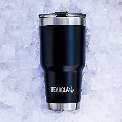 imageMalloMe BEARCLAW Insulated Tumbler With Handle ampamp Straw Stainless Steel Tumblers Coffee Travel Mug Reusable Insulated Cup for Water with Brush 2 Lids ampamp Straws SplashProof 30 Oz Black