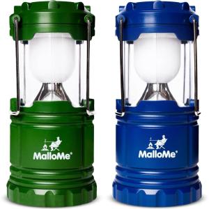 MalloMe Camping Lantern Green Blue 2 Pack Lanterns for Power Outages, Camping Lights for Tent Hanging, Camp Light Tent Lamp Emergency Battery Powered LED Lantern (Rechargeable Batteries Not Included)(Green & Blue)
