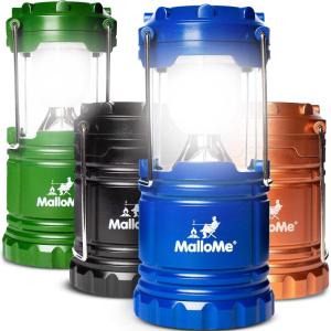 MalloMe Camping Lantern Green Blue 2 Pack Lanterns for Power Outages, Camping Lights for Tent Hanging, Camp Light Tent Lamp Emergency Battery Powered LED Lantern (Rechargeable Batteries Not Included)(4 Colors)