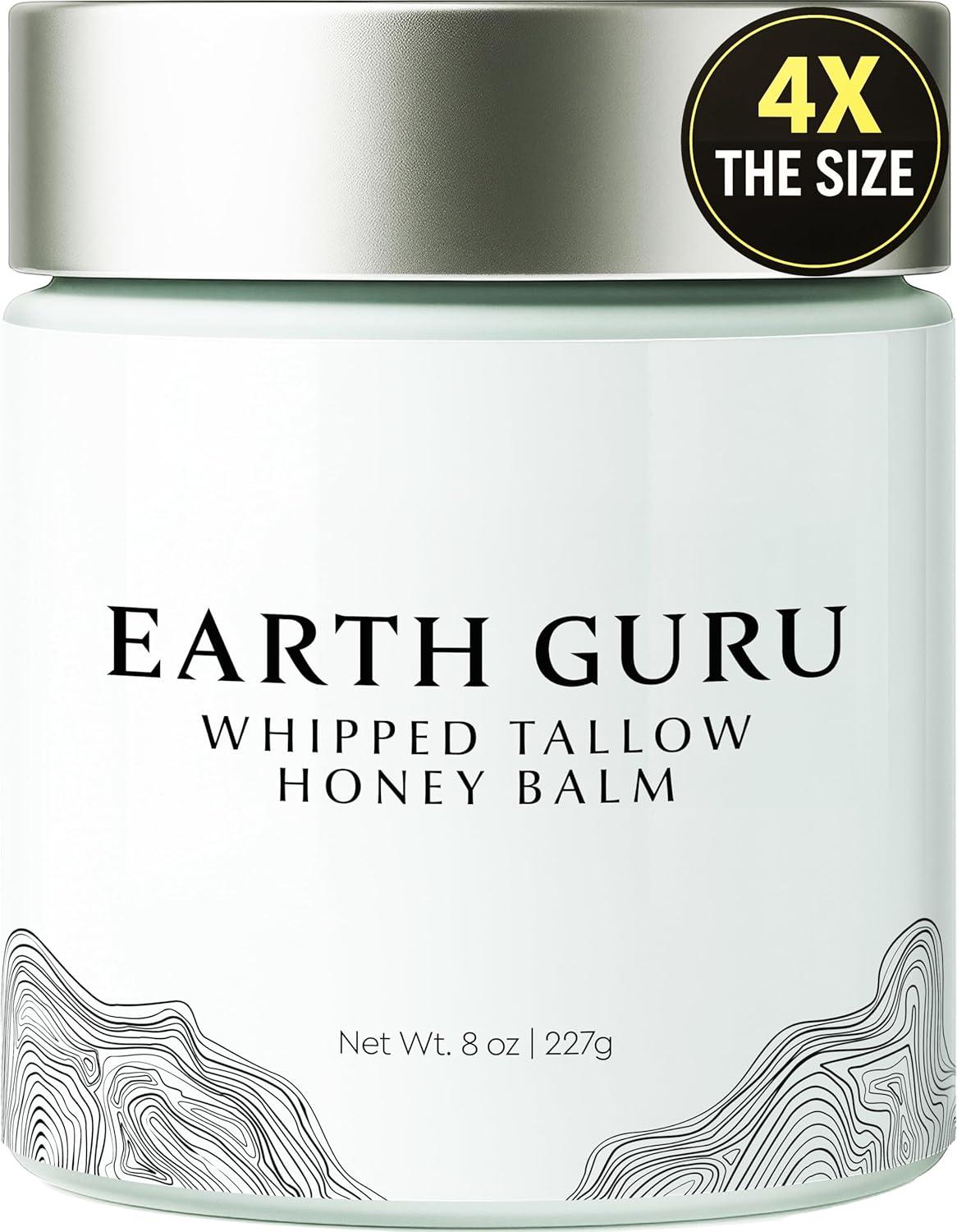 imageEarth Guru XL 8 OZ Whipped Beef Tallow for Skin100 Natural Beef Tallow and Honey Balm Face Moisturizer ampamp Body Lotion Cream GrassFed ampamp Finished Sebo De Res Para La Cara Organic Olive Oil ManukaUnscented