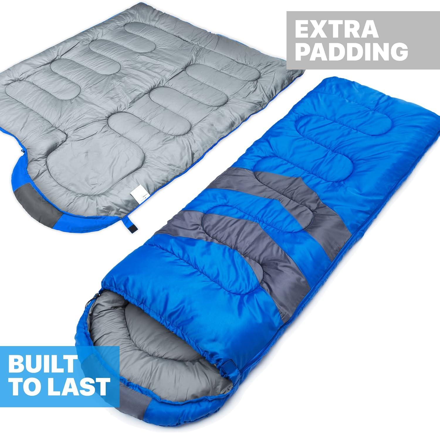 image:imageMalloMe Sleeping Bags for Adults Cold Weather amp Warm Backpacking Camping Sleeping Bag for Kids 1012 Girls Boys Lightweight Compact Camping Essentials Gear Accessories Hiking Sleep Must HavesOcean Blue