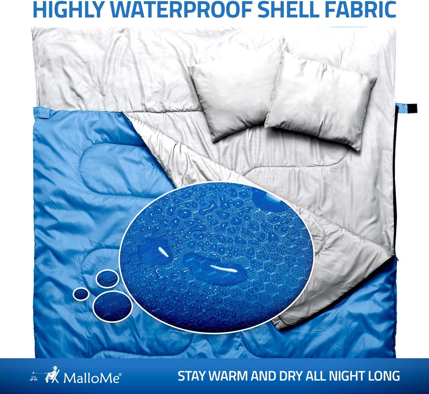 image:imageMalloMe Sleeping Bags for Adults Cold Weather amp Warm Backpacking Camping Sleeping Bag for Kids 1012 Girls Boys Lightweight Compact Camping Essentials Gear Accessories Hiking Sleep Must HavesOcean Blue