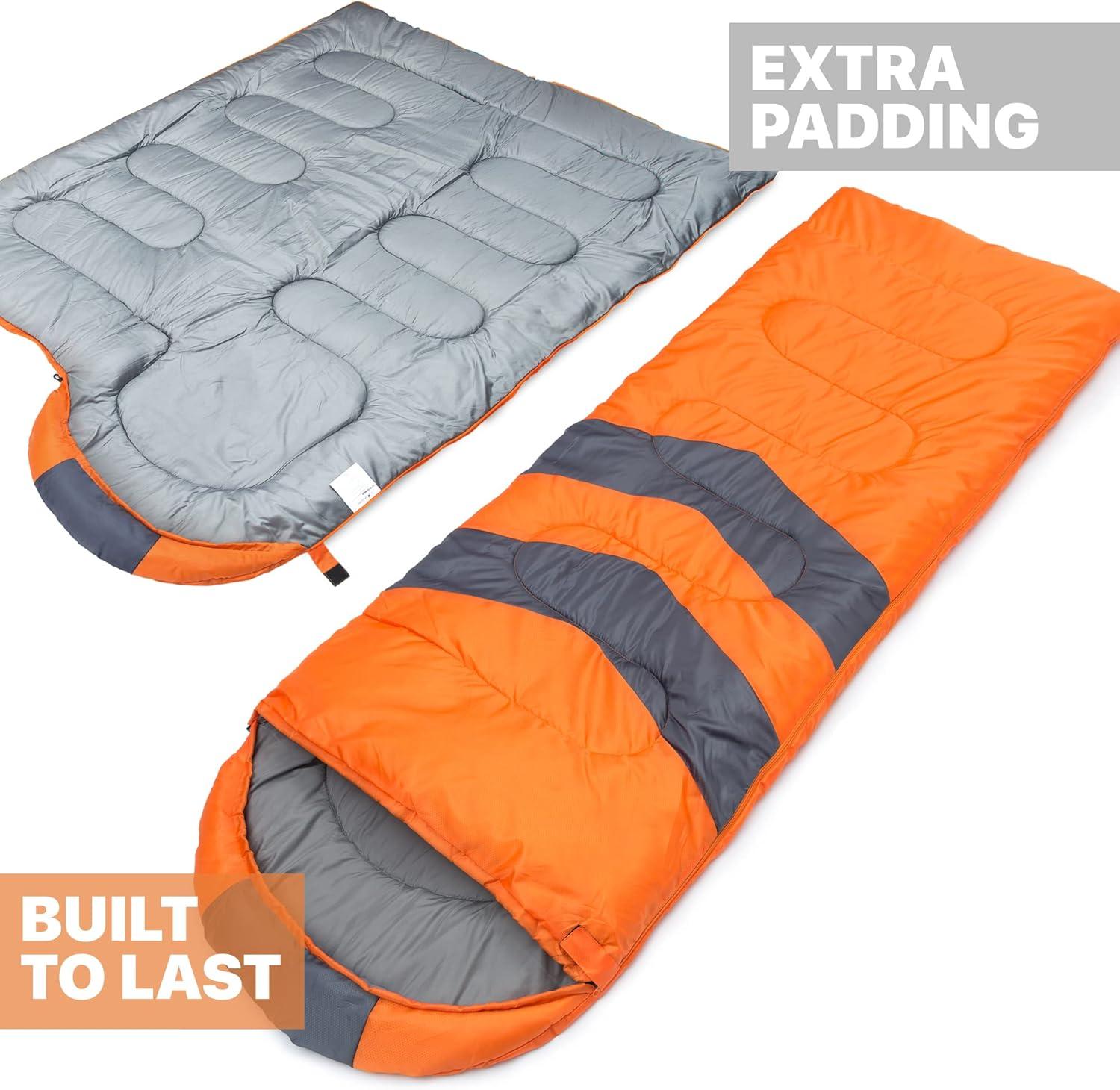 image:imageMalloMe Sleeping Bags for Adults Cold Weather amp Warm Backpacking Camping Sleeping Bag for Kids 1012 Girls Boys Lightweight Compact Camping Essentials Gear Accessories Hiking Sleep Must HavesSunburst Orange