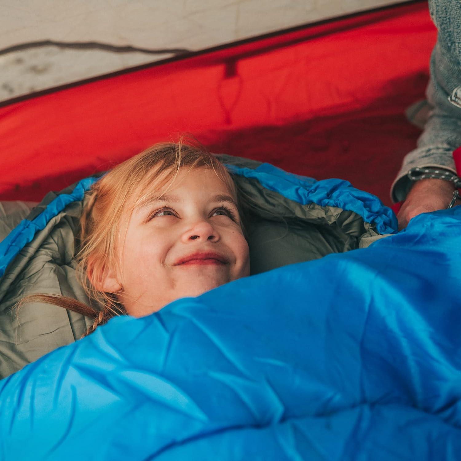 image:imageMalloMe Sleeping Bags for Adults Cold Weather amp Warm Backpacking Camping Sleeping Bag for Kids 1012 Girls Boys Lightweight Compact Camping Essentials Gear Accessories Hiking Sleep Must HavesOcean Blue