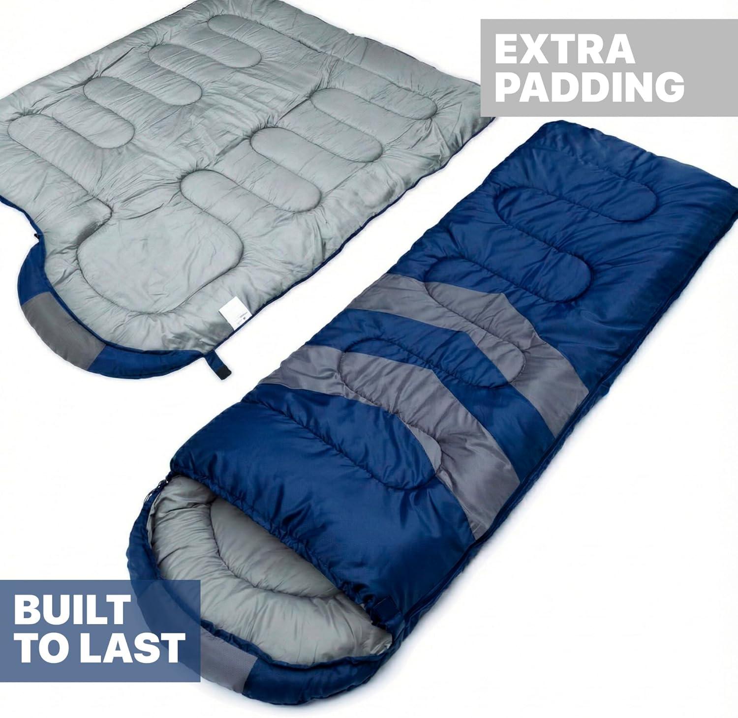 image:imageMalloMe Sleeping Bags for Adults Cold Weather amp Warm Backpacking Camping Sleeping Bag for Kids 1012 Girls Boys Lightweight Compact Camping Essentials Gear Accessories Hiking Sleep Must HavesNavy Blue