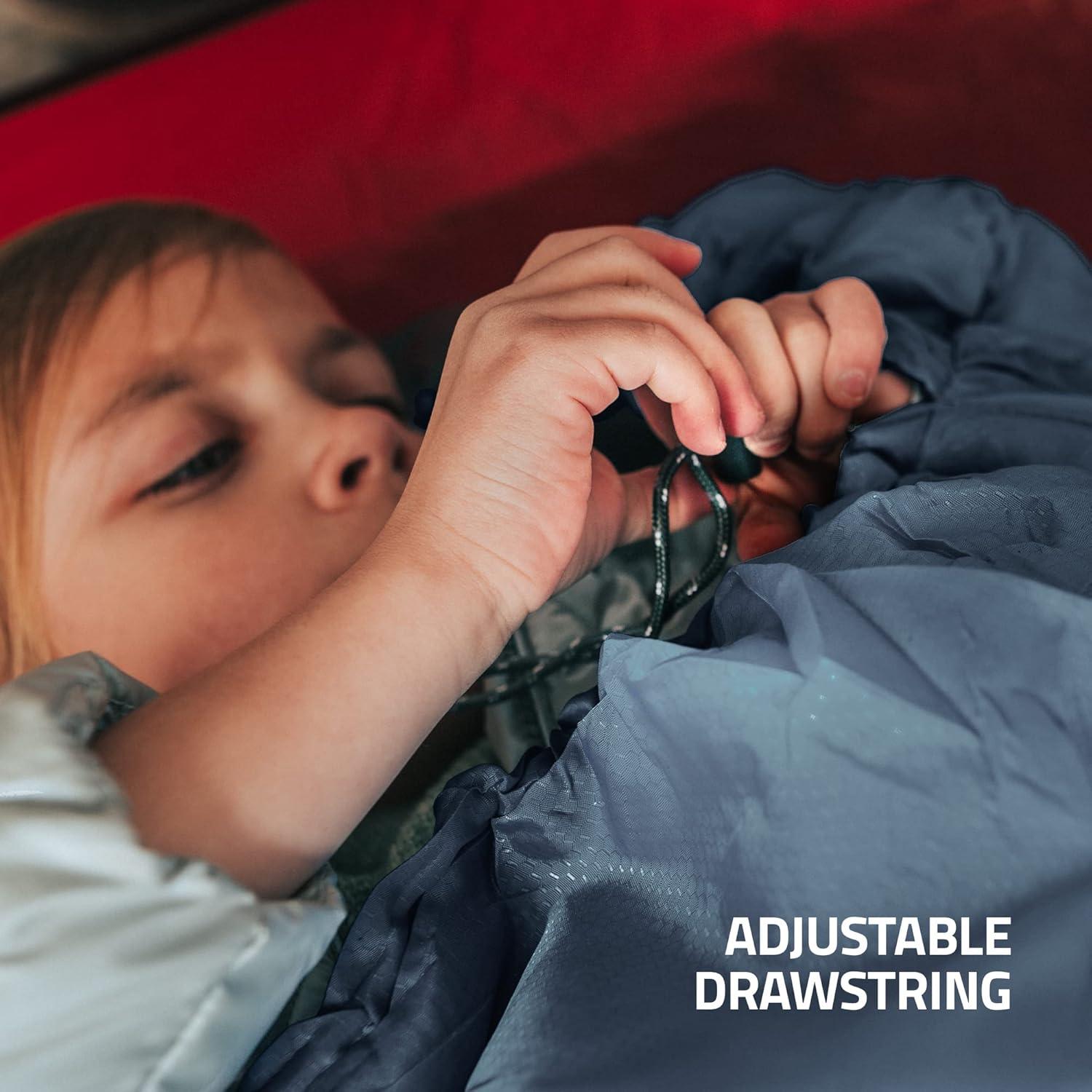image:imageMalloMe Sleeping Bags for Adults Cold Weather amp Warm Backpacking Camping Sleeping Bag for Kids 1012 Girls Boys Lightweight Compact Camping Essentials Gear Accessories Hiking Sleep Must HavesMountain Gray