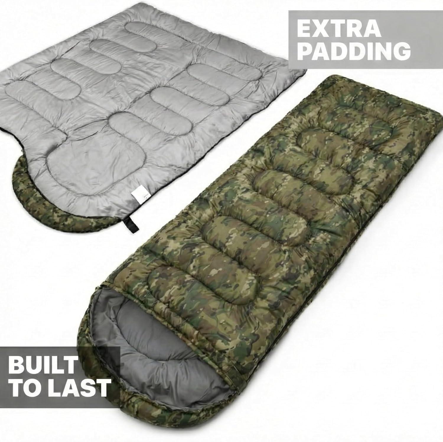 image:imageMalloMe Sleeping Bags for Adults Cold Weather amp Warm Backpacking Camping Sleeping Bag for Kids 1012 Girls Boys Lightweight Compact Camping Essentials Gear Accessories Hiking Sleep Must HavesWoodland Camo