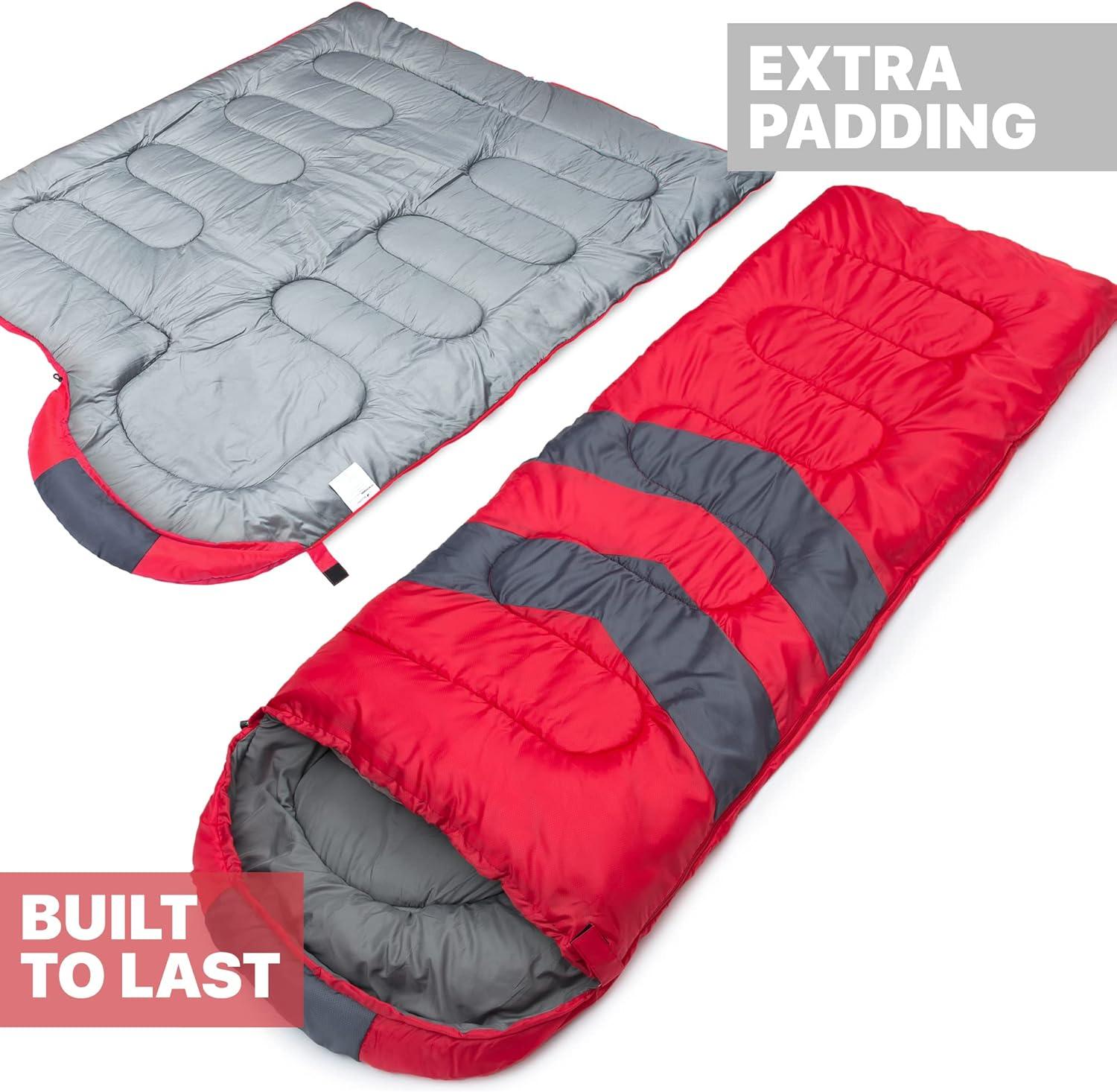 image:imageMalloMe Sleeping Bags for Adults Cold Weather amp Warm Backpacking Camping Sleeping Bag for Kids 1012 Girls Boys Lightweight Compact Camping Essentials Gear Accessories Hiking Sleep Must HavesRuby Red