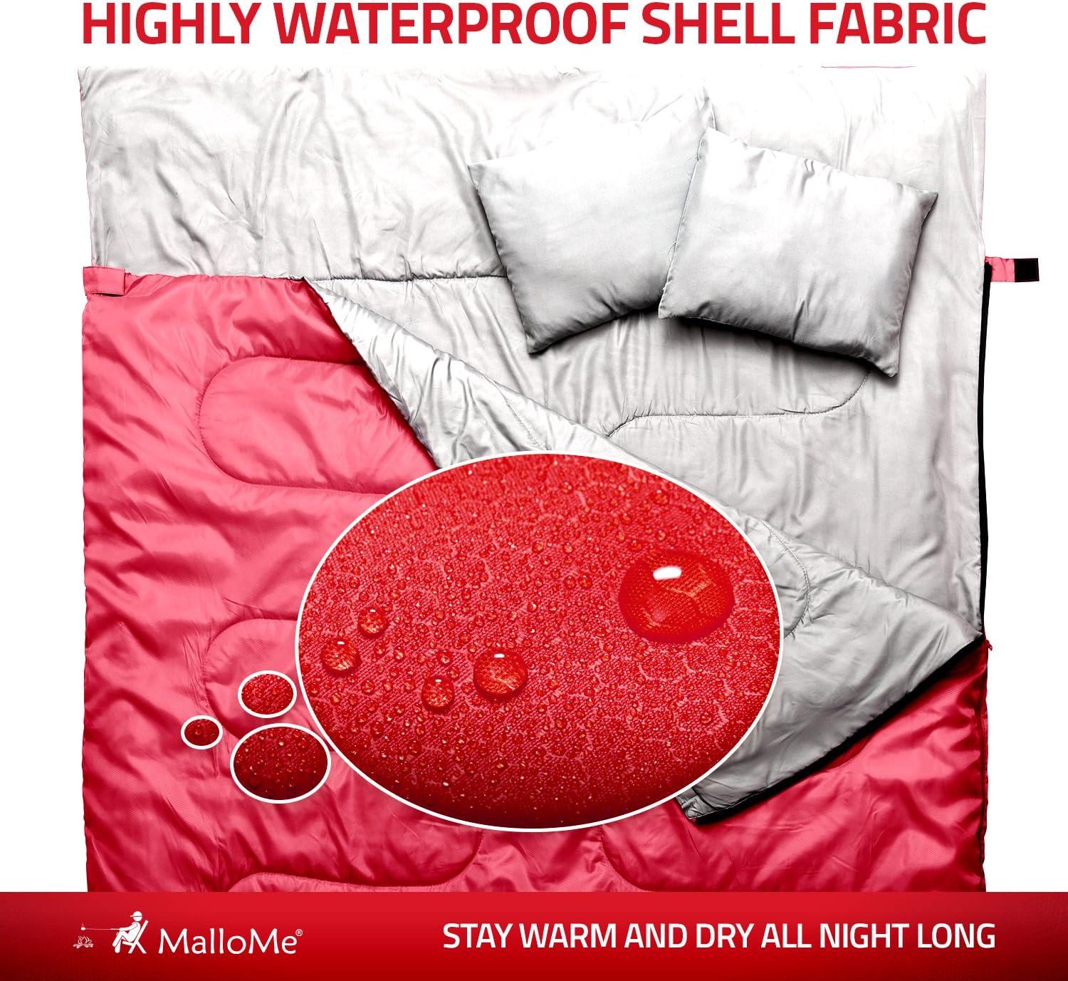 image:imageMalloMe Sleeping Bags for Adults Cold Weather amp Warm Backpacking Camping Sleeping Bag for Kids 1012 Girls Boys Lightweight Compact Camping Essentials Gear Accessories Hiking Sleep Must HavesRuby Red