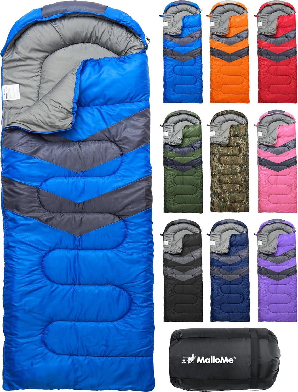 image:imageMalloMe Sleeping Bags for Adults Cold Weather amp Warm Backpacking Camping Sleeping Bag for Kids 1012 Girls Boys Lightweight Compact Camping Essentials Gear Accessories Hiking Sleep Must HavesOcean Blue