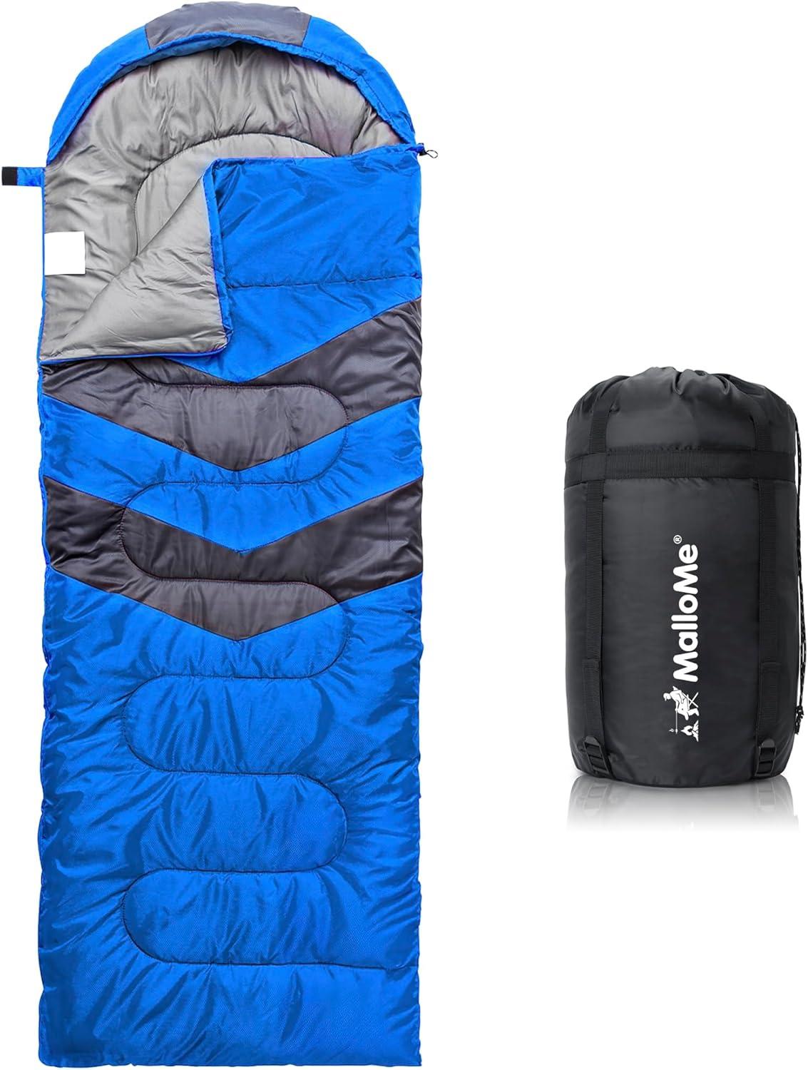 image:imageMalloMe Sleeping Bags for Adults Cold Weather amp Warm Backpacking Camping Sleeping Bag for Kids 1012 Girls Boys Lightweight Compact Camping Essentials Gear Accessories Hiking Sleep Must HavesOcean Blue