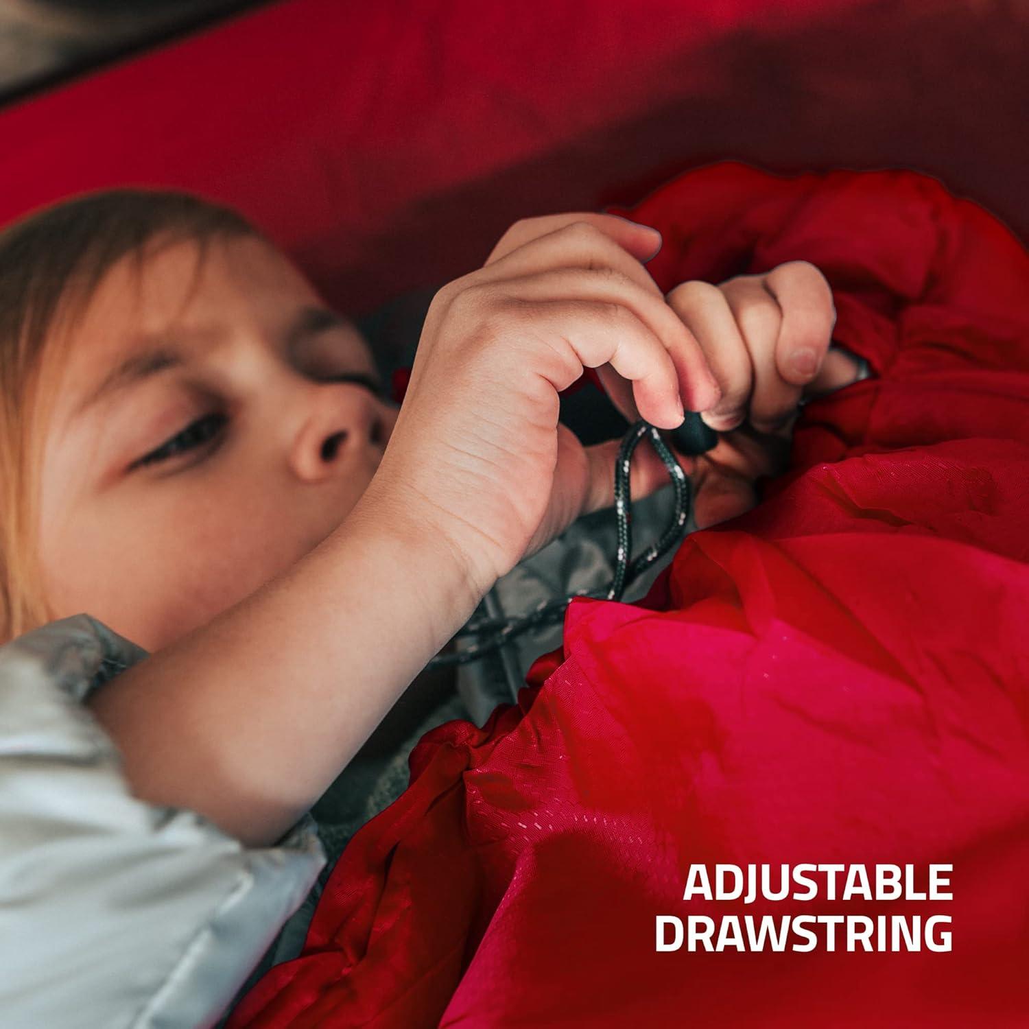 image:imageMalloMe Sleeping Bags for Adults Cold Weather amp Warm Backpacking Camping Sleeping Bag for Kids 1012 Girls Boys Lightweight Compact Camping Essentials Gear Accessories Hiking Sleep Must HavesRuby Red