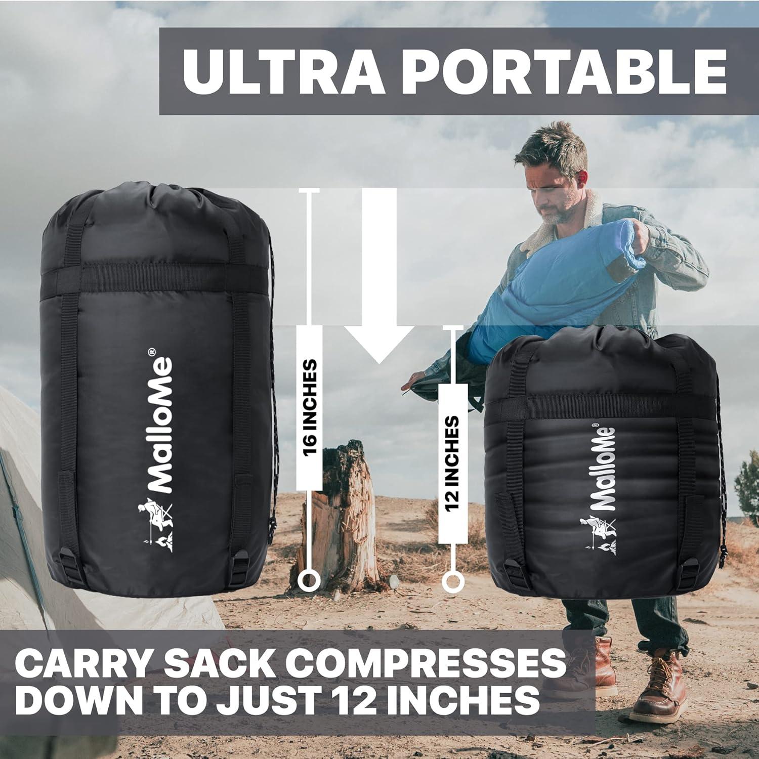 image:imageMalloMe Sleeping Bags for Adults Cold Weather amp Warm Backpacking Camping Sleeping Bag for Kids 1012 Girls Boys Lightweight Compact Camping Essentials Gear Accessories Hiking Sleep Must HavesBlack