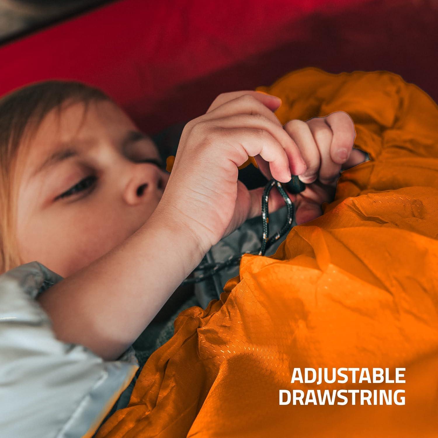 image:imageMalloMe Sleeping Bags for Adults Cold Weather amp Warm Backpacking Camping Sleeping Bag for Kids 1012 Girls Boys Lightweight Compact Camping Essentials Gear Accessories Hiking Sleep Must HavesSunburst Orange