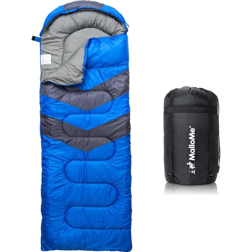 image:imageMalloMe Sleeping Bags for Adults Cold Weather amp Warm  Backpacking Camping Sleeping Bag for Kids 1012 Girls Boys  Lightweight Compact Camping Essentials Gear Accessories Hiking Sleep Must HavesOcean Blue