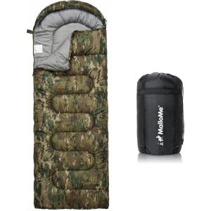 MalloMe Sleeping Bags for Adults Cold Weather & Warm – Backpacking Camping Sleeping Bag for Kids 10-12, Girls, Boys – Lightweight Compact Camping Essentials Gear Accessories Hiking Sleep Must Haves(Woodland Camo)