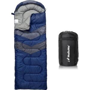 MalloMe Sleeping Bags for Adults Cold Weather & Warm – Backpacking Camping Sleeping Bag for Kids 10-12, Girls, Boys – Lightweight Compact Camping Essentials Gear Accessories Hiking Sleep Must Haves(Navy Blue)