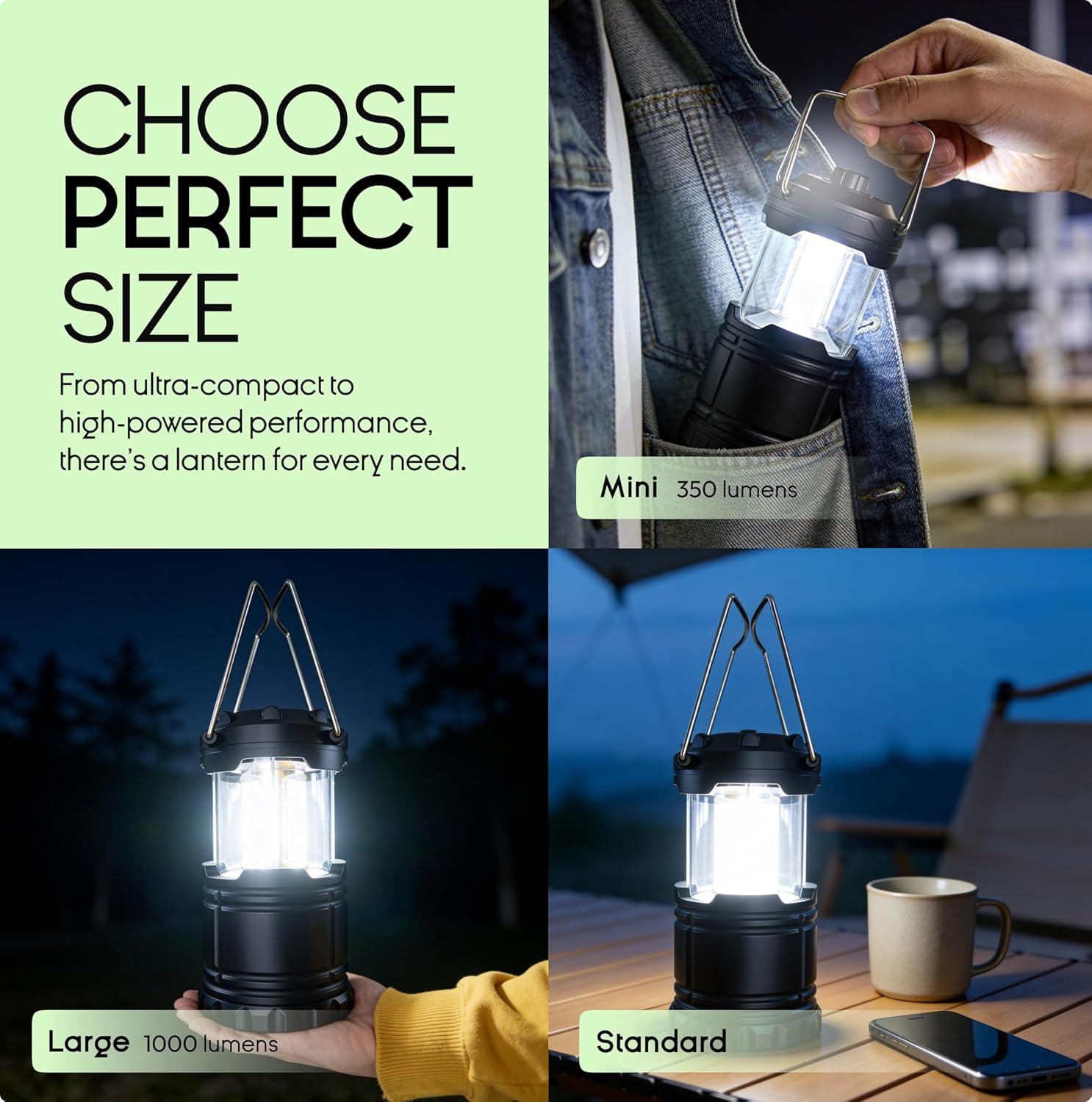 image:imageMalloMe LED Camping Lantern Battery Powered Lanterns for Power Outages Portable Hanging Collapsible Camping Lights for Outdoor Home Emergency Hurricane Lamp Survival Outage Light 3 x AAA OperatedSmall 300 Lumens
