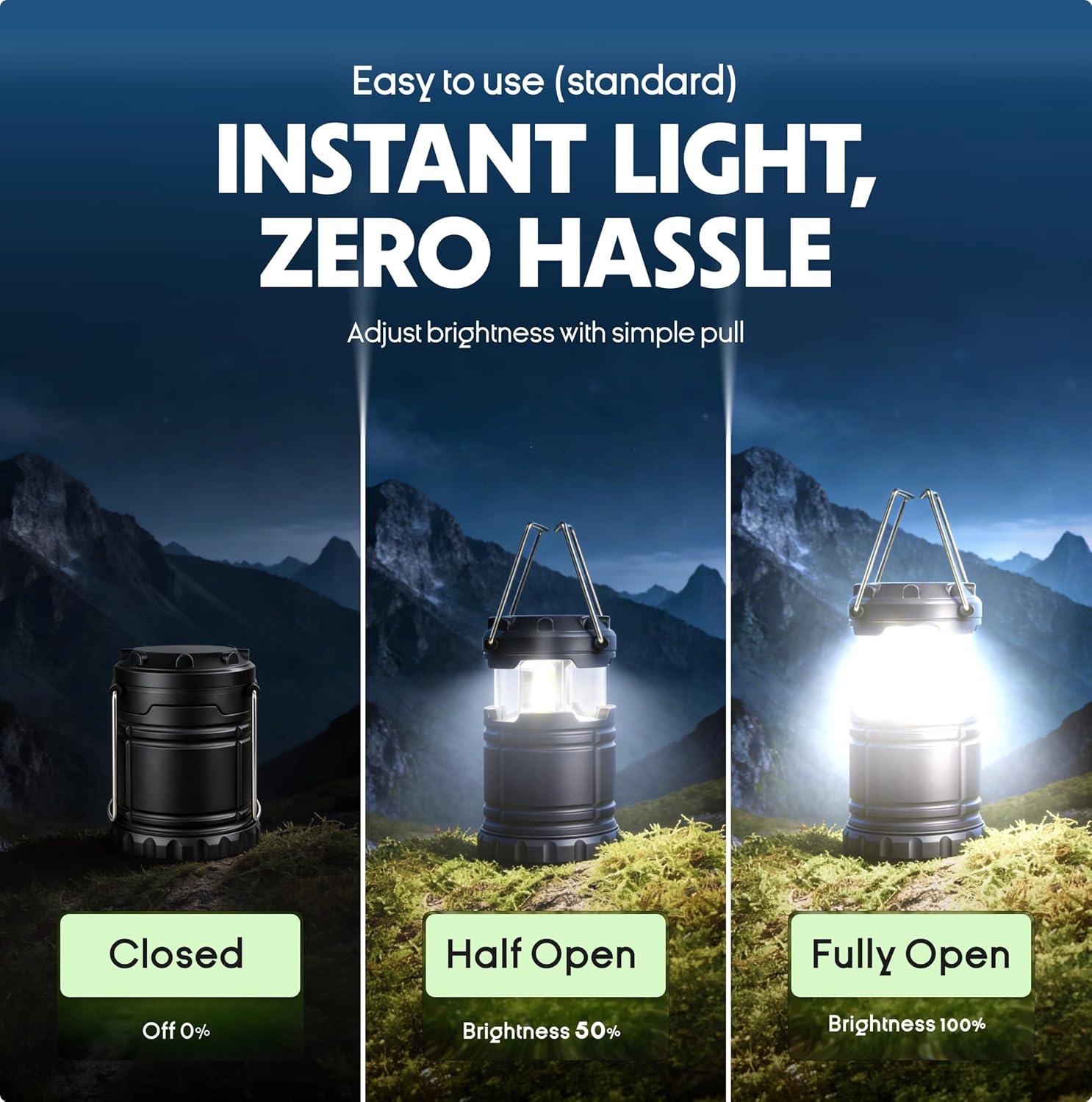 image:imageMalloMe LED Camping Lantern Battery Powered Lanterns for Power Outages Portable Hanging Collapsible Camping Lights for Outdoor Home Emergency Hurricane Lamp Survival Outage Light 3 x AAA OperatedMedium 350 Lumens