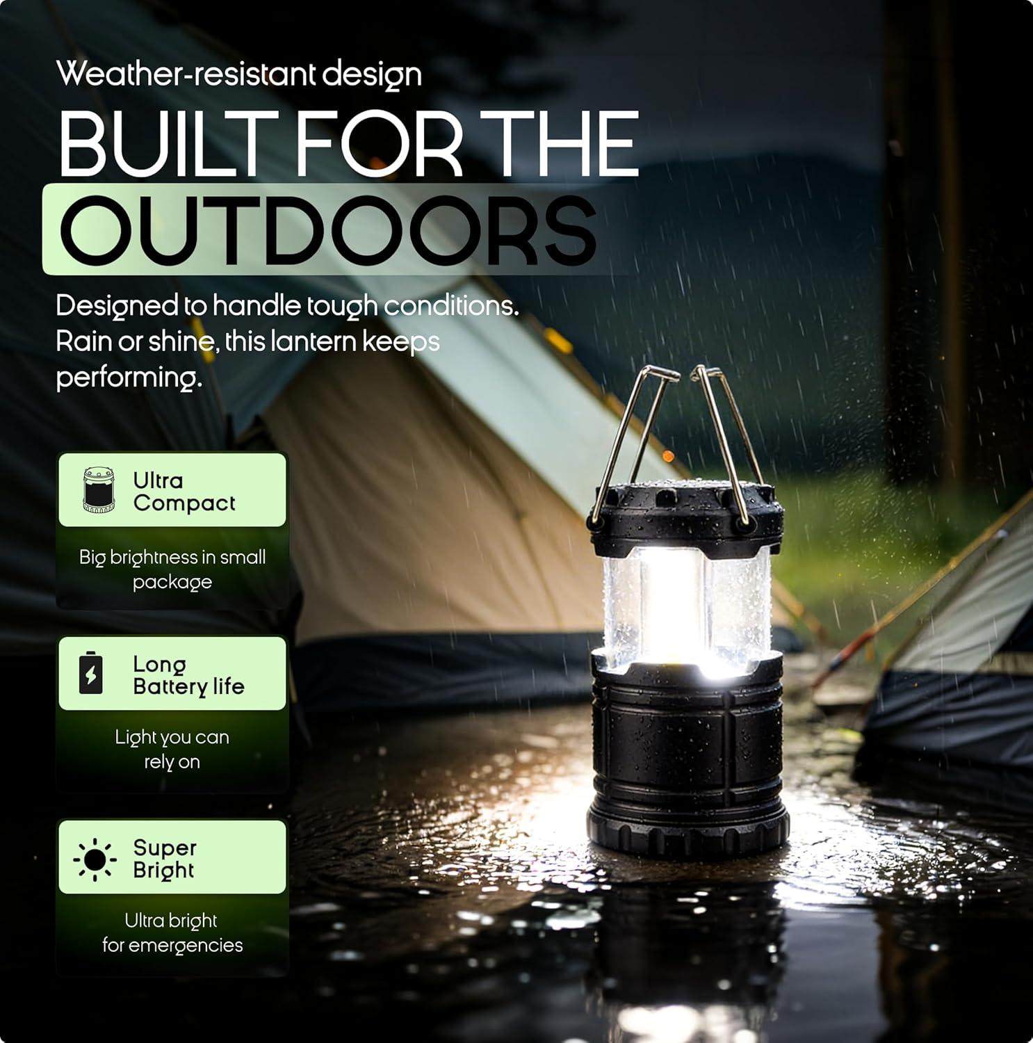 image:imageMalloMe LED Camping Lantern Battery Powered Lanterns for Power Outages Portable Hanging Collapsible Camping Lights for Outdoor Home Emergency Hurricane Lamp Survival Outage Light 3 x AAA OperatedSmall 300 Lumens