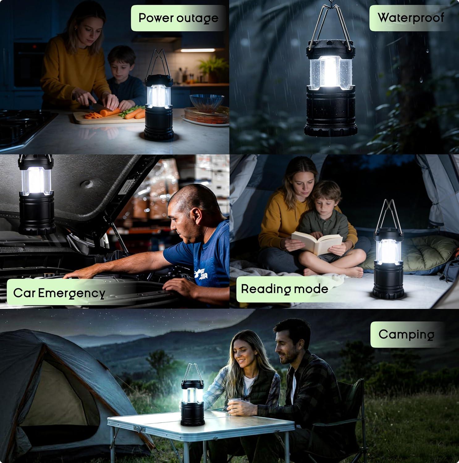 image:imageMalloMe LED Camping Lantern Battery Powered Lanterns for Power Outages Portable Hanging Collapsible Camping Lights for Outdoor Home Emergency Hurricane Lamp Survival Outage Light 3 x AAA OperatedSmall 300 Lumens