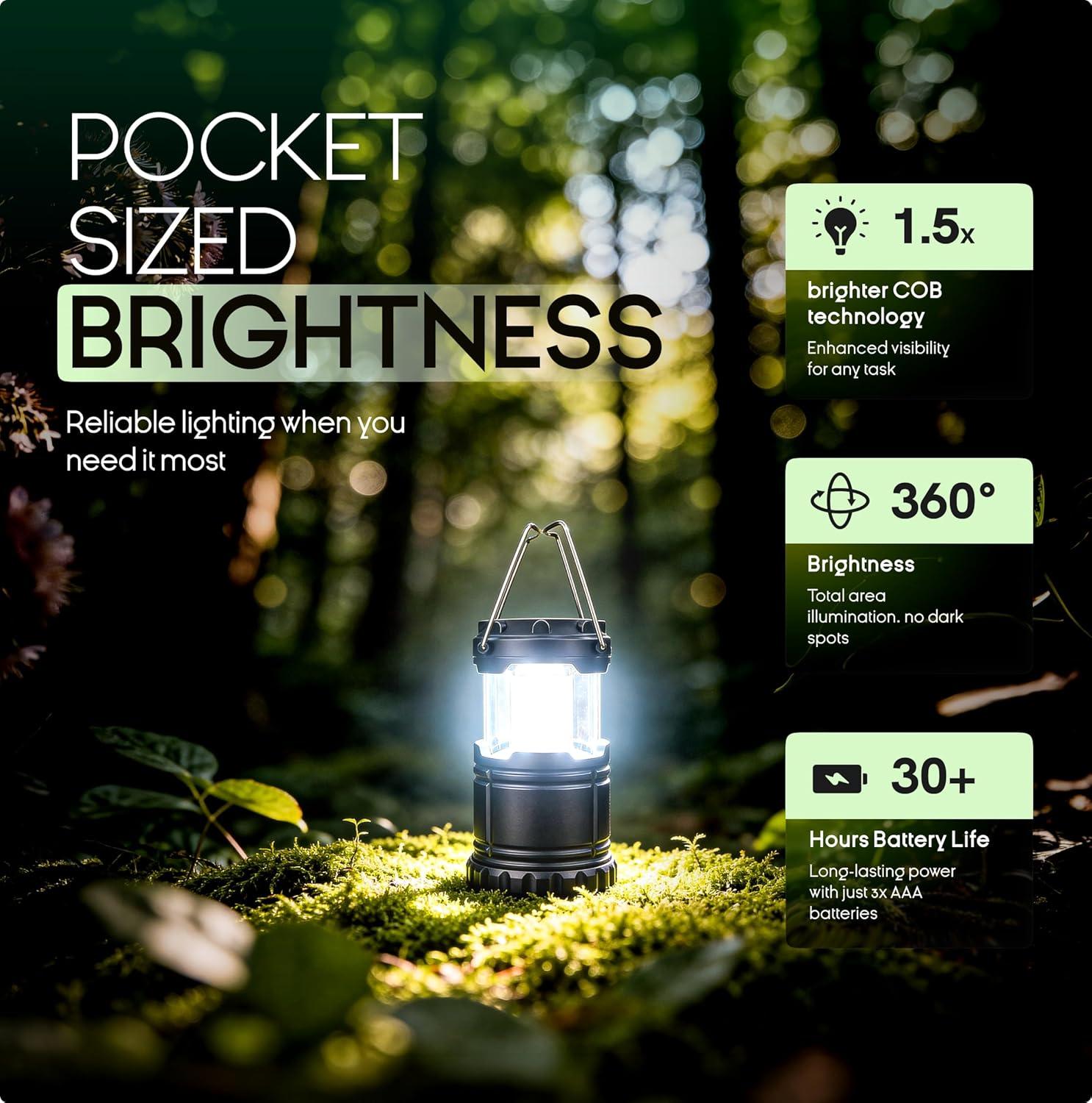 image:imageMalloMe LED Camping Lantern Battery Powered Lanterns for Power Outages Portable Hanging Collapsible Camping Lights for Outdoor Home Emergency Hurricane Lamp Survival Outage Light 3 x AAA OperatedMedium 350 Lumens