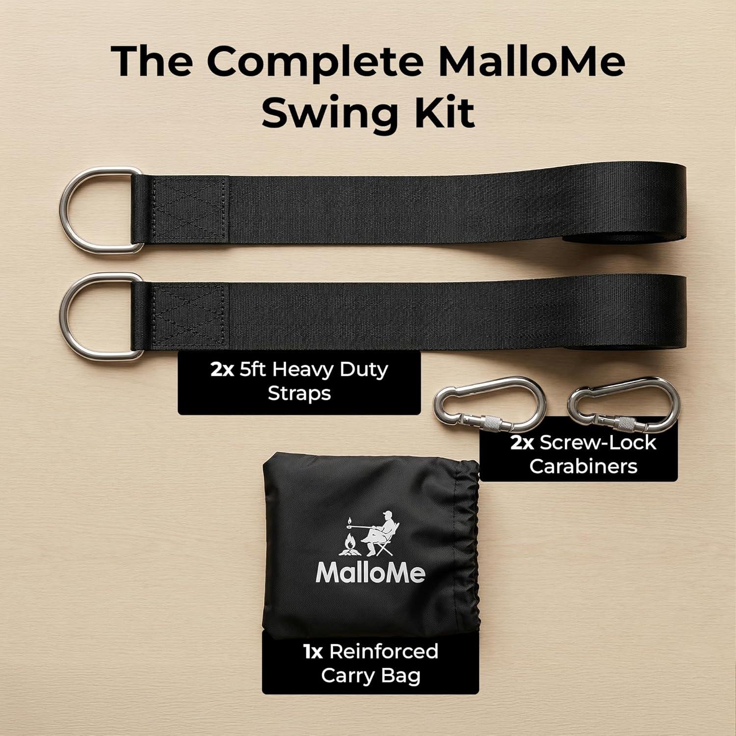 image:imageMalloMe Tree Swing Hanging Straps Kit Safe Heavy Duty Holds 2200 LBS Extra Long Adjustable Tree Straps for Swings Easy Installation amp Fast Way to Hang Any Swing Beam or Hammock5FT Black