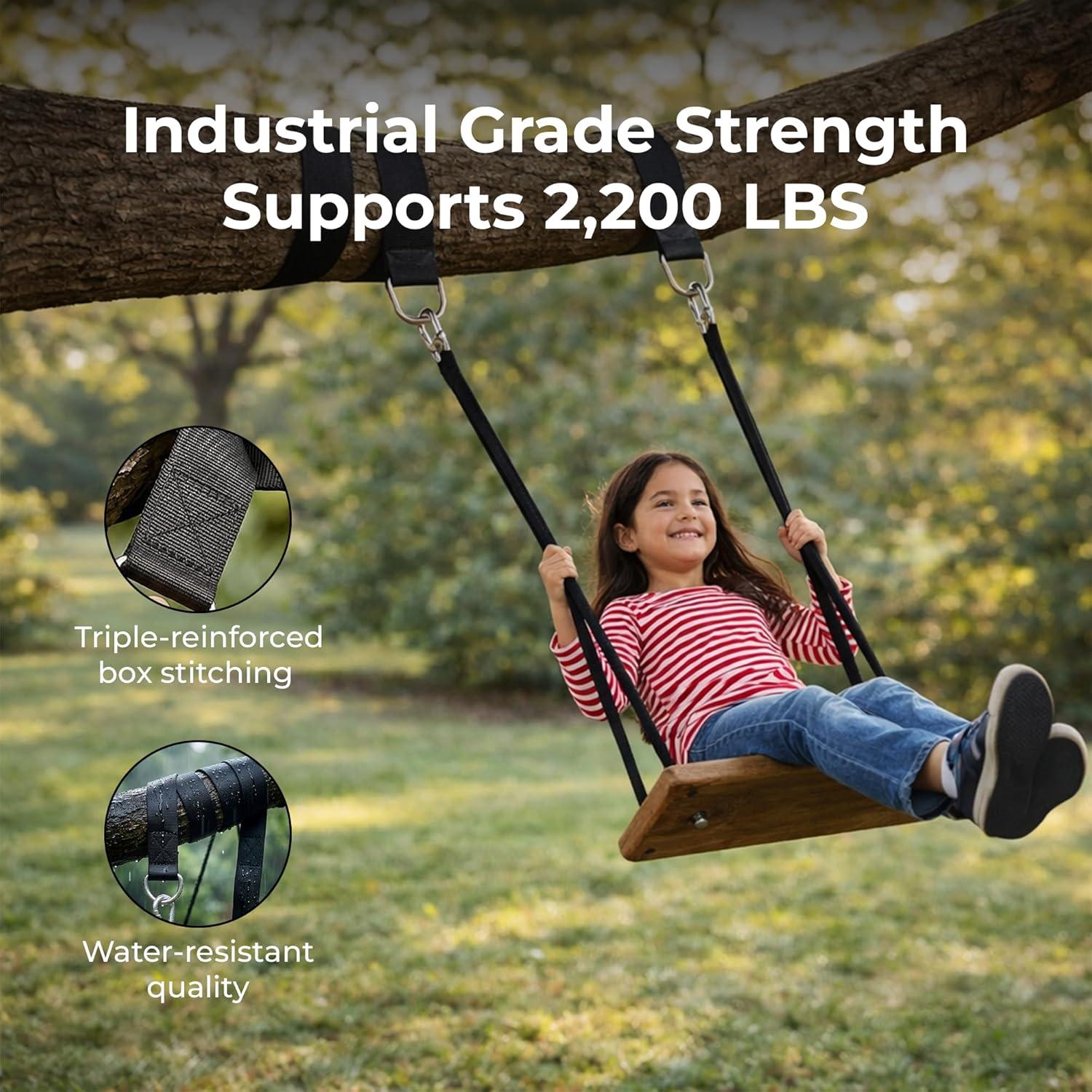 image:imageMalloMe Tree Swing Hanging Straps Kit Safe Heavy Duty Holds 2200 LBS Extra Long Adjustable Tree Straps for Swings Easy Installation amp Fast Way to Hang Any Swing Beam or Hammock5FT Black