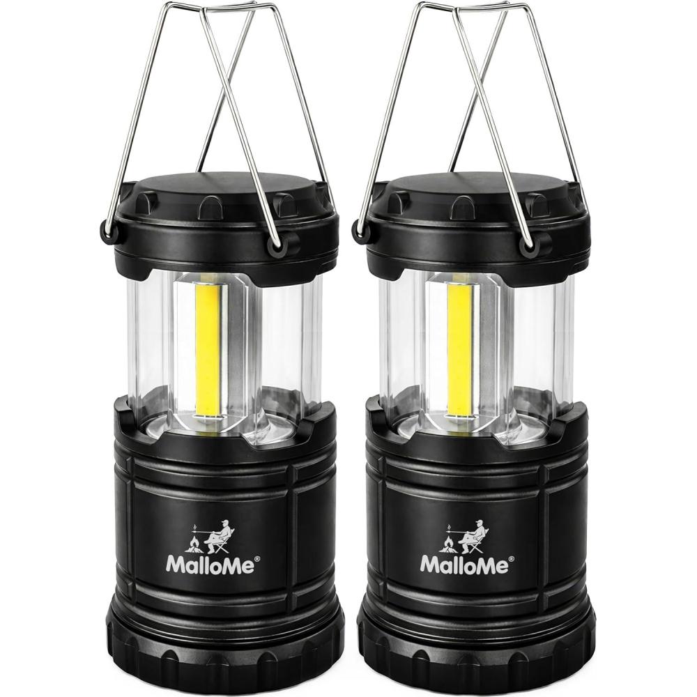 image:imageMalloMe LED Camping Lantern Battery Powered Lanterns for Power Outages Portable Hanging Collapsible Camping Lights for Outdoor Home Emergency Hurricane Lamp Survival Outage Light 3 x AAA OperatedSmall 300 Lumens