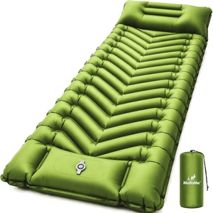 MalloMe Camping Mattress Sleeping Pad for Camping – Bed for Outdoors Self-Inflating Air Mattress for Backpacking Leak-Resistant Inflatable Travel Mat w/Foot Pump Compact Ultralight Single & Double(Green)